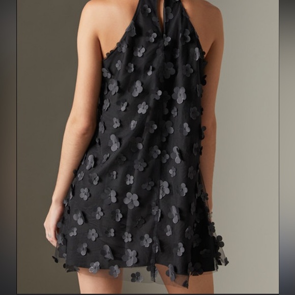 Mini Dress Chic color Black Floral Halter VIMPUNEC Size S - Picture 2 of 14